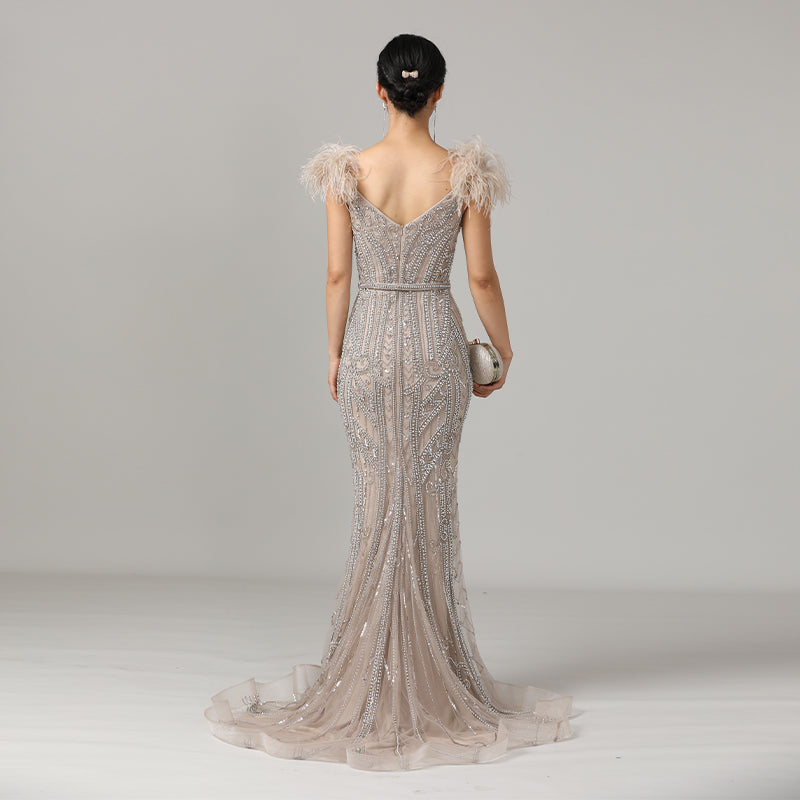 High-end Handmade Beaded Gown Long Skirt